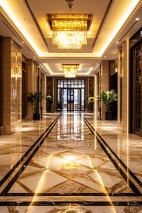 豪华酒店走廊的优雅景致