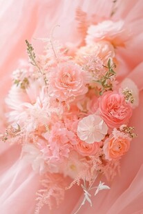 浪漫粉色系梦幻新娘手捧花