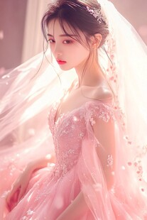 梦幻粉色婚纱新娘写真