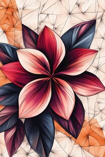 抽象几何风绚丽花卉图案