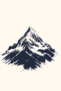 简约手绘风格的巍峨山峰