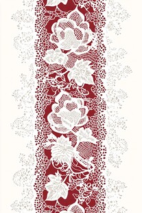 红白蕾丝花卉图案纹理