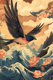 燕舞花海间 逐浪展风姿