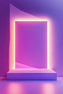 紫色霓虹发光展示台背景