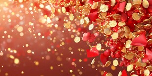 金红飘洒喜庆背景画面