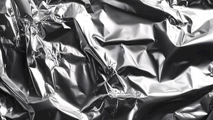 皱巴巴的银色铝箔纸