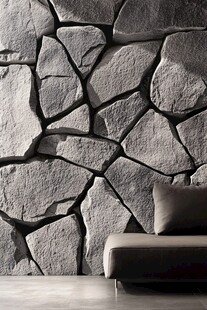 石纹墙面搭配简约沙发
