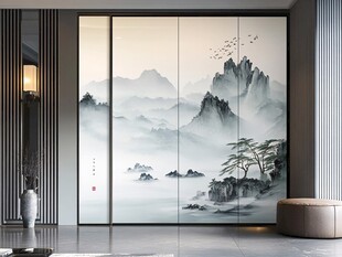 中式山水意境衣柜装饰画
