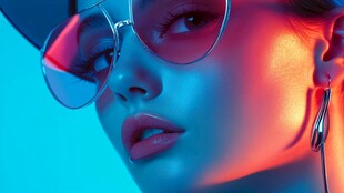 时尚酷感墨镜女郎特写