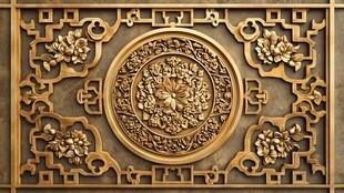 中式精美木雕装饰图案