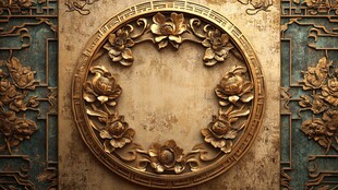 中式雕花圆形墙面装饰