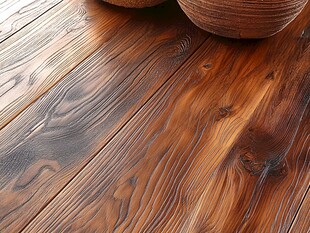 复古木质地板与装饰球