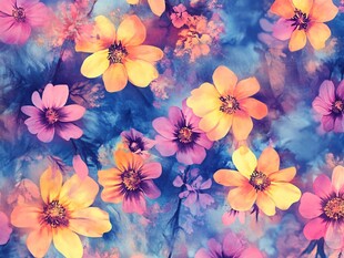 梦幻多彩花卉水彩图案