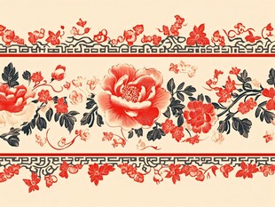 中式花卉古典花纹装饰图案