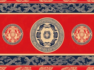 中式传统红色吉祥花纹图案