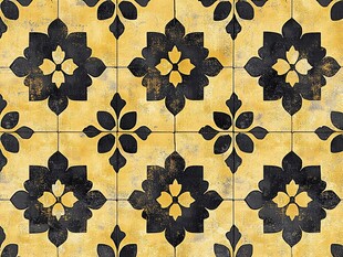 复古黄黑花纹瓷砖图案