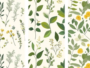 清新植物花卉无缝图案