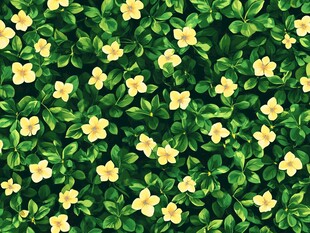 黄花朵朵缀绿叶背景图