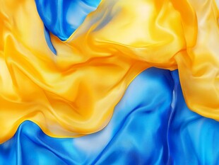 蓝黄交织的飘逸绸缎