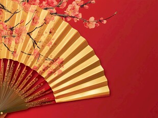 金扇红梅 尽显东方雅韵