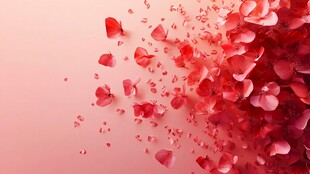 浪漫飘落的粉色玫瑰花瓣