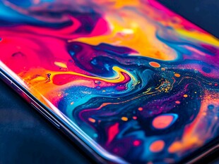 绚丽多彩手机屏幕特写