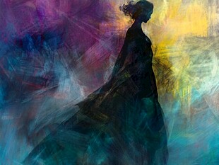 梦幻背影中的神秘女性