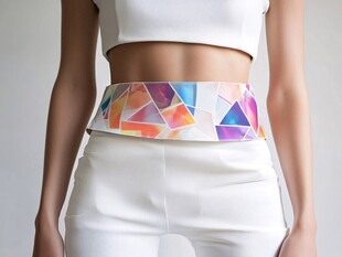 彩色几何腰封时尚穿搭