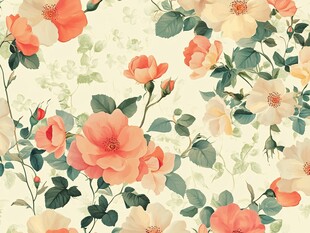 复古风花卉无缝图案背景