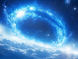 梦幻宇宙蓝色星云奇观