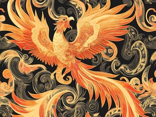 凤凰飞舞于华丽纹饰间