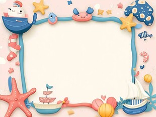 海洋主题卡通边框背景图