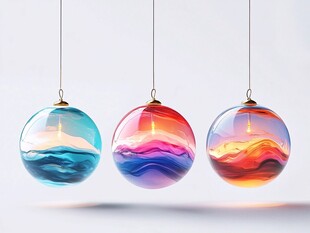 彩色梦幻玻璃悬挂装饰球