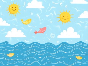 夏日海洋中的欢乐景象