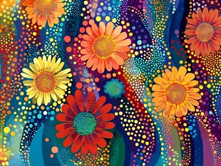 多彩花卉梦幻背景图案