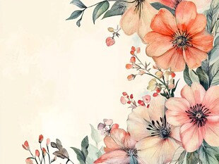 水彩花卉边框装饰图案