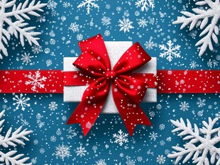 蓝色背景的圣诞礼物装饰