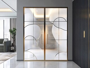 时尚玻璃双开门室内场景