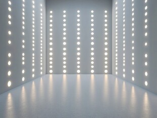 灯光闪耀的现代室内空间