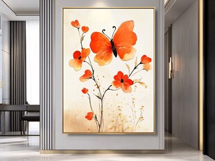 蝴蝶花卉玄关装饰画