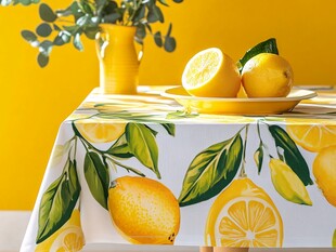 柠檬主题桌布与清新摆件