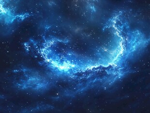 梦幻蓝色星云宇宙景象