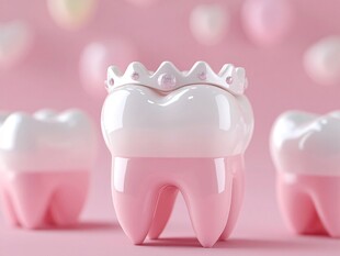 皇冠牙齿摆件 梦幻粉色系