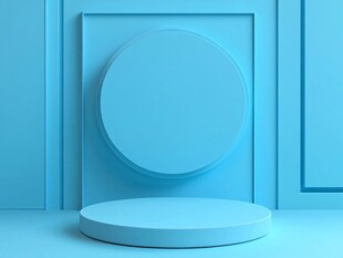 蓝色几何立体展示空间