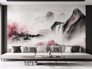 中式山水风客厅背景墙