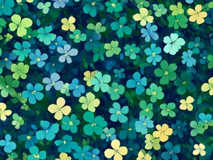 清新多彩花朵无缝背景图