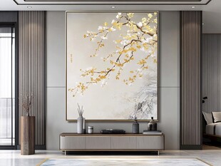 中式客厅的雅致花卉挂画