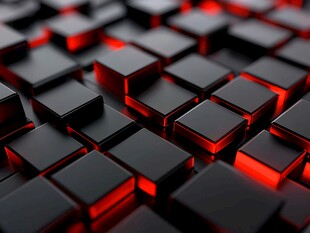 红黑方块矩阵科技感画面