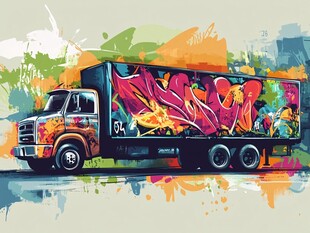 涂鸦艺术货车 色彩盛宴