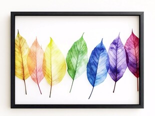 多彩水彩叶装饰画